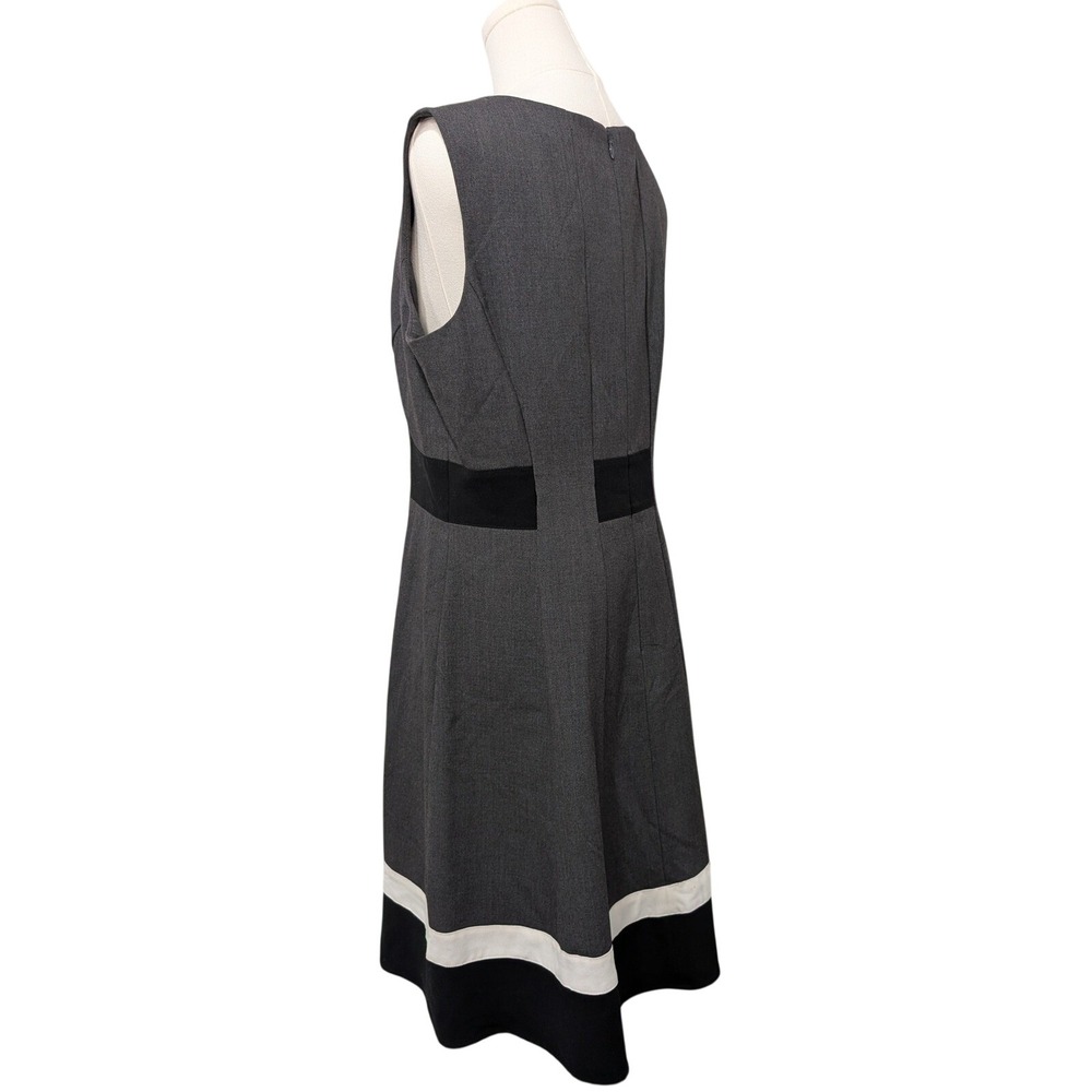 Calvin Klein Sheath‎ Dress with Black Accents & Striped Hemline Sleeveless - 12 - Picture 3 of 8